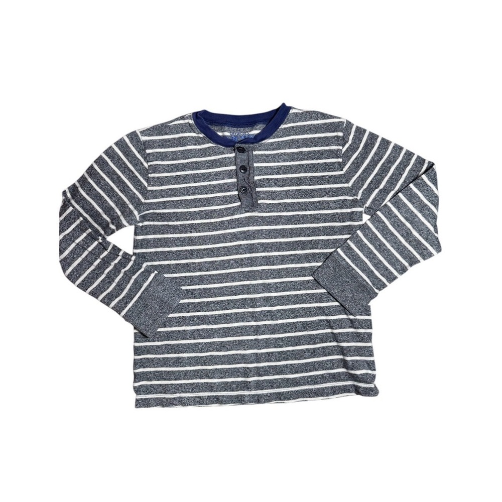 J. Crew Crewcuts Boys Striped cotton quarter button long sleeve casual shirt 8